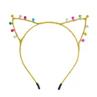 Drop Shipping Christmas Headpiece Women's Cute Metal Cat Ears Girls Headband With Jingle Bells