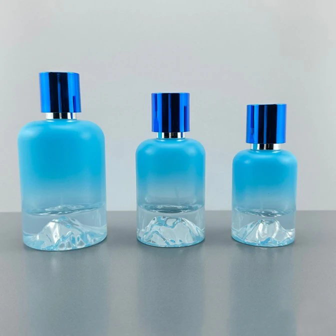 product 30ml 50ml 100ml iceberg thick bottom perfume bottle cylinder blue volcanic bottle bottom empty bottle with uv blue cap-25