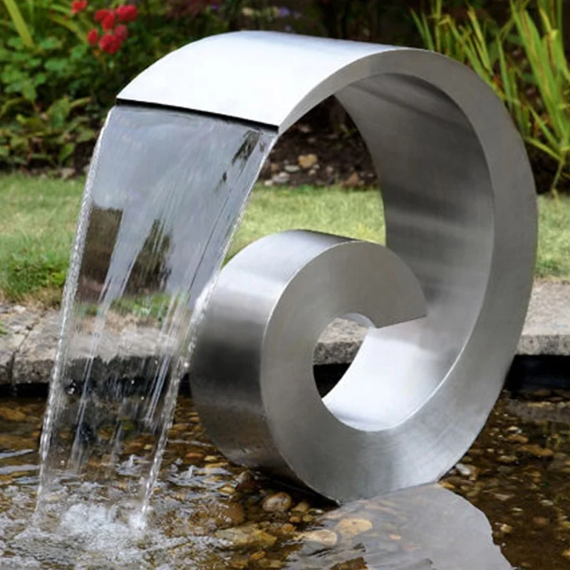 Waterfall Pool Fountain Cascade Stainless Steel Garden Pond Decor Water Feature 