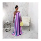 Evening 2020 Summer New Women's Color Sling Halter Long Evening Dress