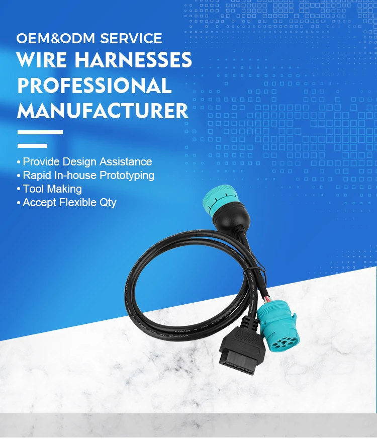product customized j1939 9pin to obd2 connector y cable-2