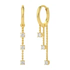 Jewelry 18k Earrings ROXI Fashion S925 Silver Jewelry Gold 18k Plated Long Chain Diamond Tassel Earrings For Women