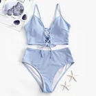 Bikini Women 2 Piece Swimwear Custom Logo 2 Piece Ladies Floral Lace Up Micro Bikini