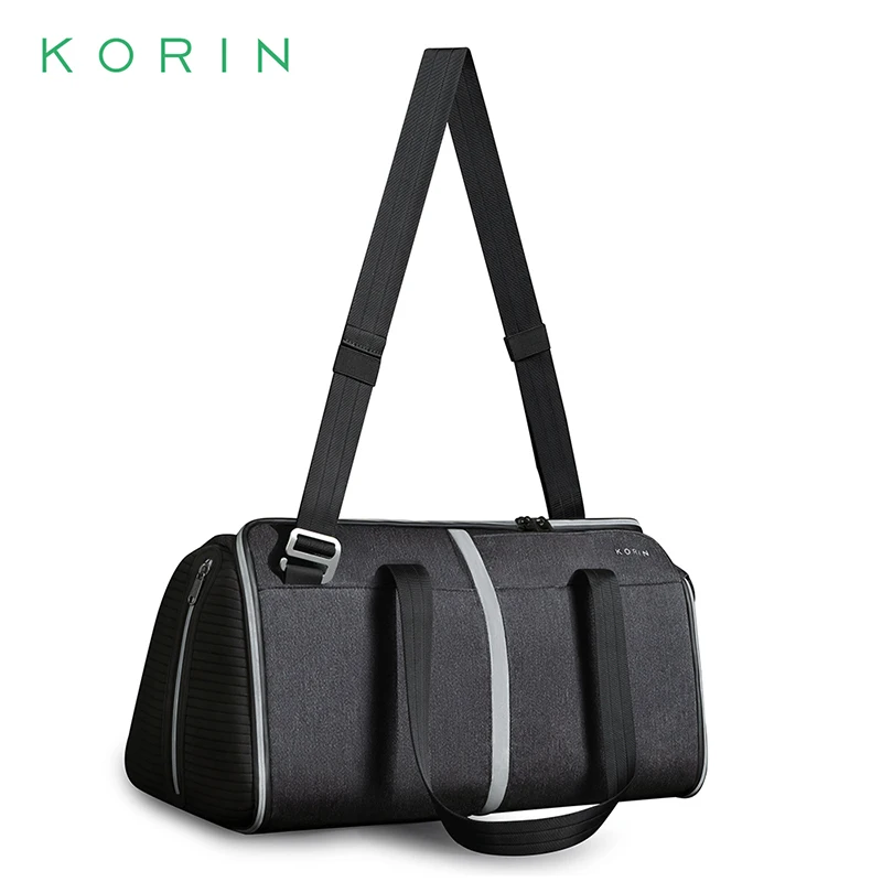 Korin design anti theft waterproof sport bag reflective foldable travel mens women gym bag with shoe compartment and TSA lock