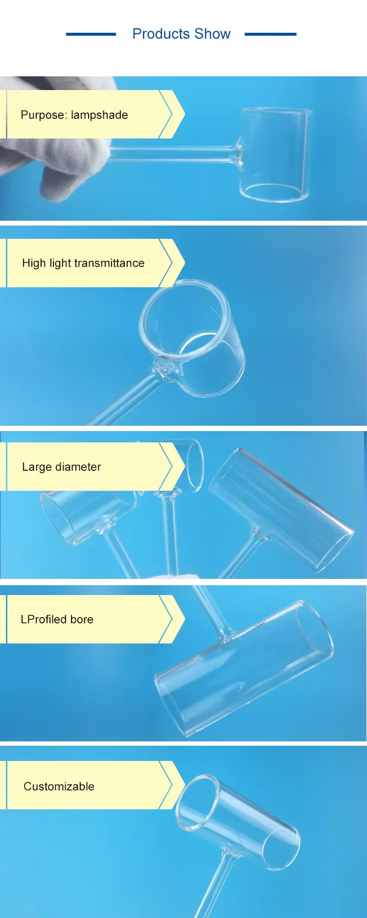 Solar Energy Compatible Clear Quartz Glass Tee Pipe With 2.2g/cm3 Density 0
