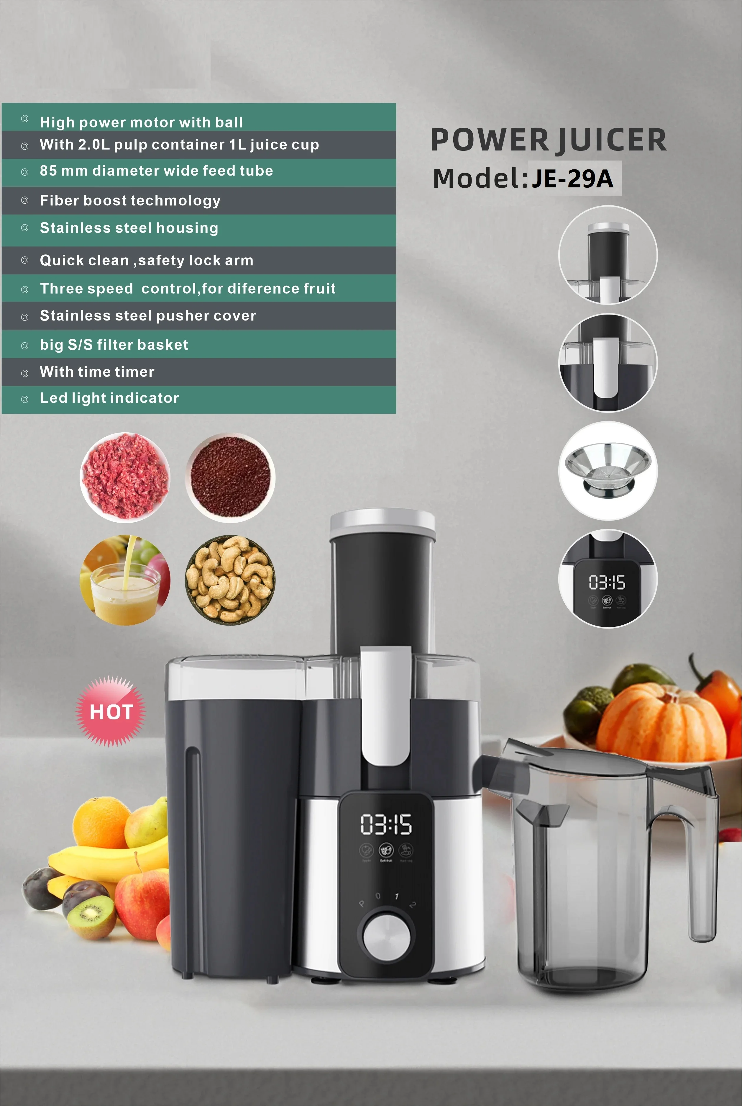 Newest Model Led Display Juicer,Smart Fresh Juicer Blender Electric