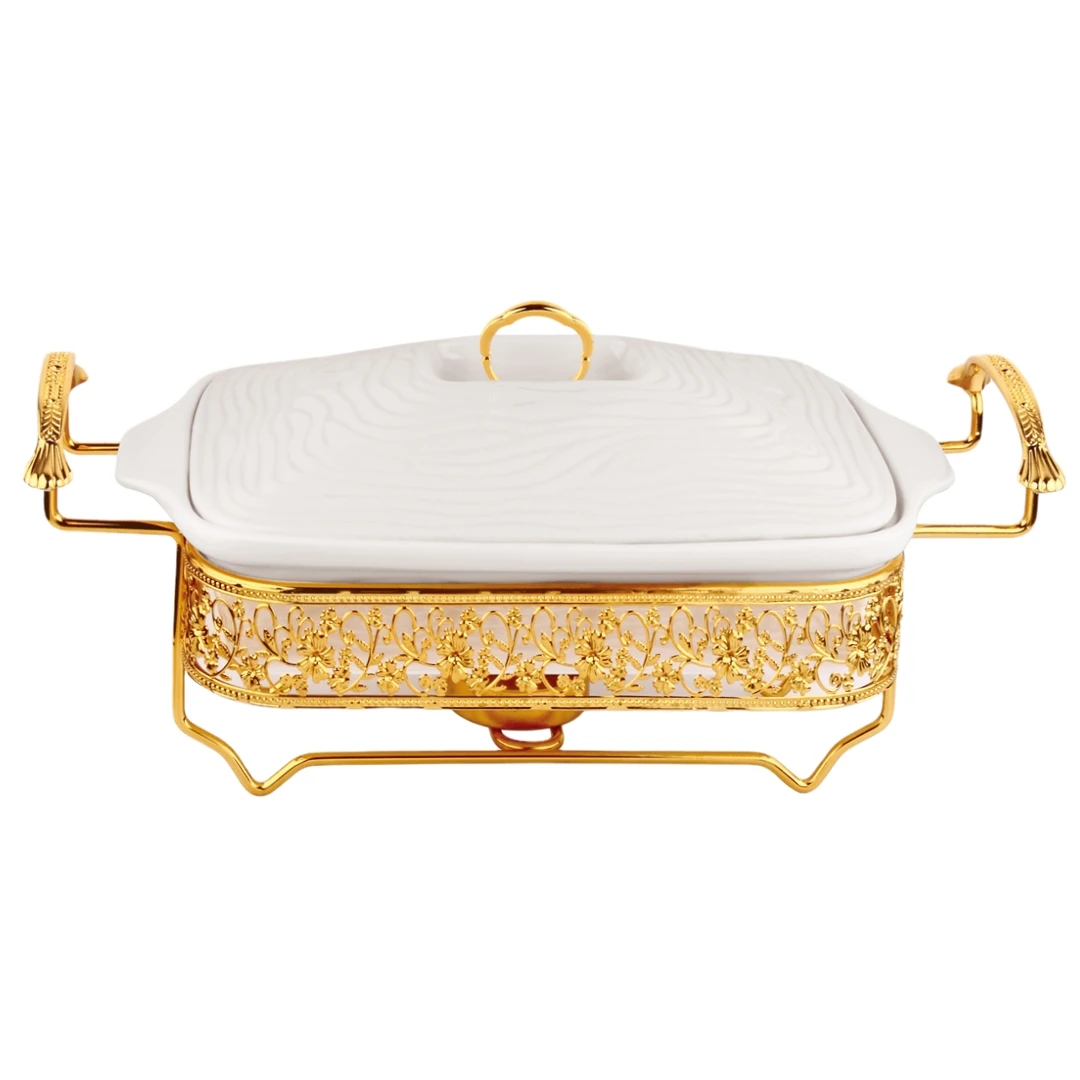 Luxury food warmer set of Factory Sales catering hotel ceramic dinner plate in wedding centerpieces for tables