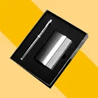 Corporate Gift 3Pcs Custom Logo Pen Business Card Holder Leather Keychain Set Corporate Promotional Products Gift Set