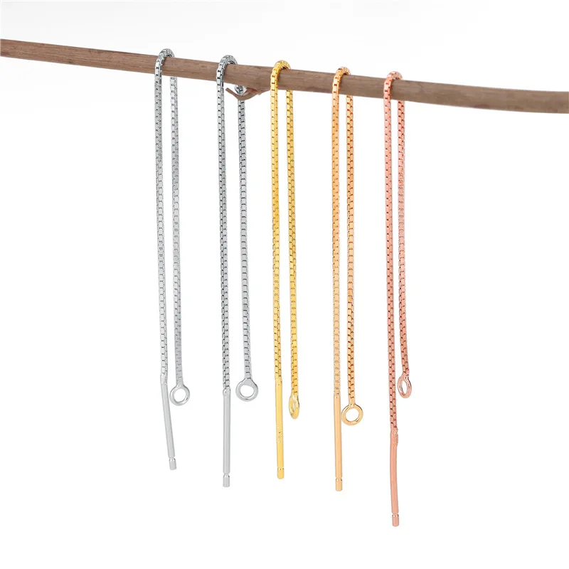 A Pair 925 Sterling Silver Tassel Threader Drop Earrings Long Chain Ear Line 