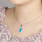 925 Sterling Jewelry Gift For Women Fashion 925 Sterling Silver Synthetic Opal Pendant Necklace