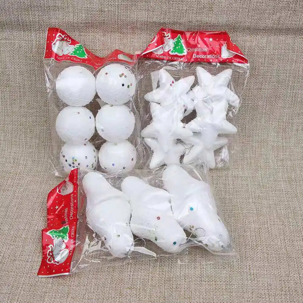 6 pcs Cute Foam Ball Shape Ring Shape Cheap Christmas Tree Hanging Decorations