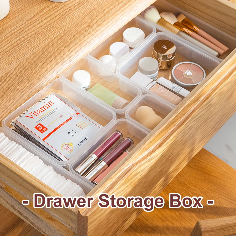 Clear Plastic Makeup Drawer Organizer Set Versatile Vanity and Bathroom Drawer Organizer Trays Storage for Makeup