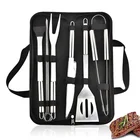 Portable 9 Piece Set BBQ Grill Accessories With Nylon Case Stainless Steel BBQ Tool Set