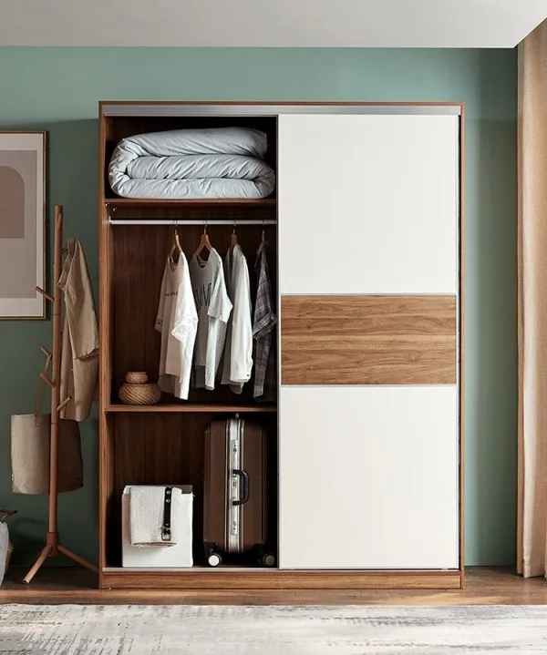 Modern simple Nordic style push-pull wardrobe Family bedroom minimalist style storage wardrobe