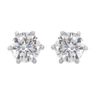 Diamond Earrings Customized 10K White Gold 6 Claws Moissanite Diamond Stud Earrings