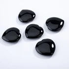 Beads Factory Direct China Heart Shape Natural Black Agate Stone Beads Apply For Inlay Earring Ring