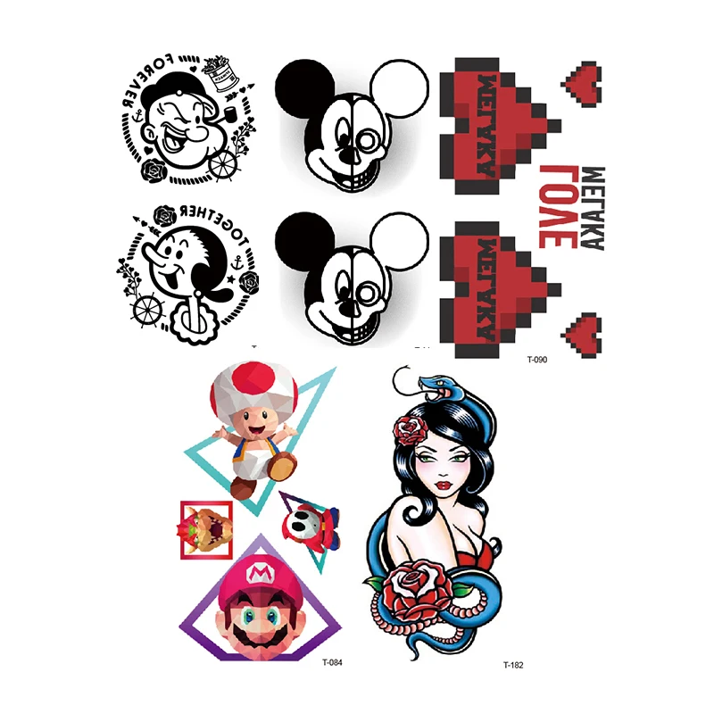 Festival Waterproof Tattoo Sticker Men & Women American Cartoon Characters  Japanese Gaming Character Anime Animal Tattoo Stencil - Buy Waterproof  Stickers For Bathroom,Anime Stencils For Kids And Adults,Temporary Body Art  Sticker Paper