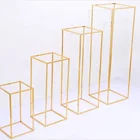 Wholesale Wedding Wholesale Wedding Gold Metal Iron Prop Wedding Stage Square Frame Flower Stand Table Centerpiece