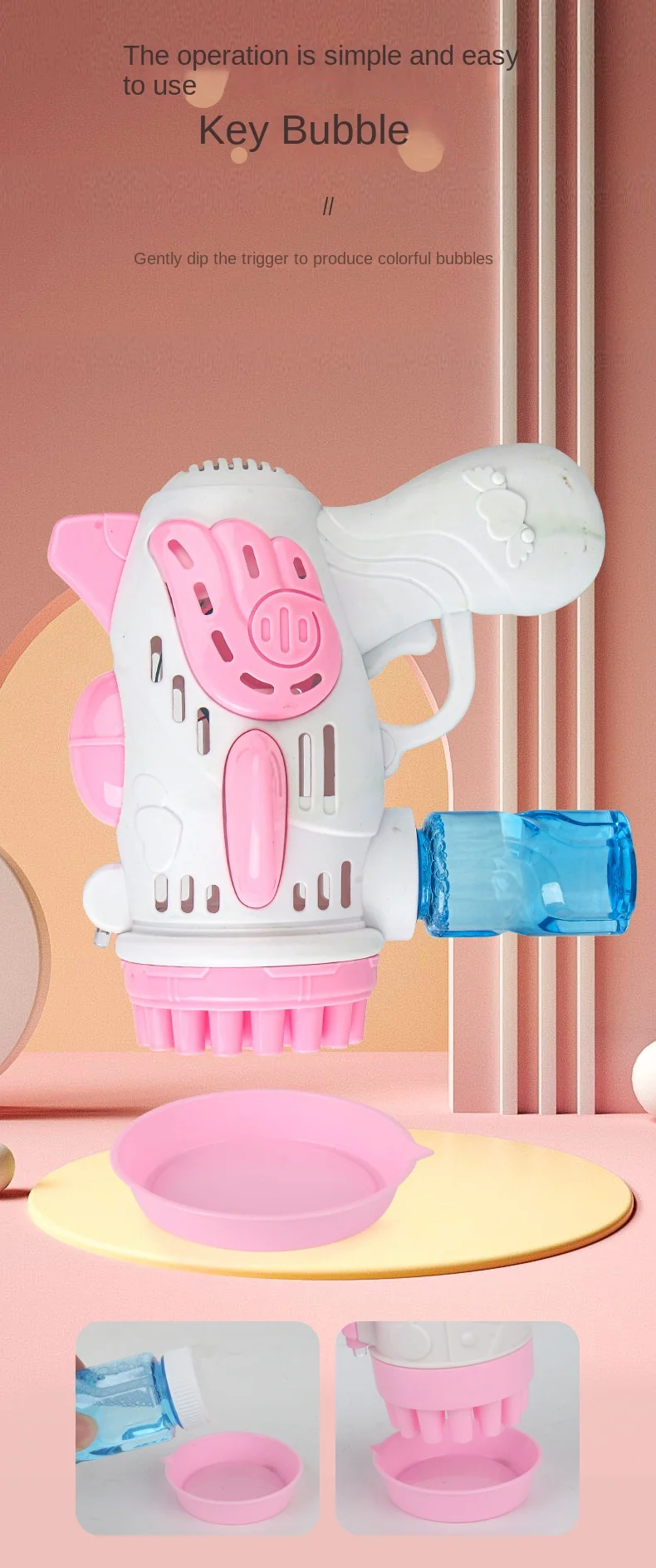 Professional Manufacturer's Angel Light Bubble Gun 30-Hole Rocket Bubble Blowing Machine Outdoor Toys Game Fun Plastic Wholesale