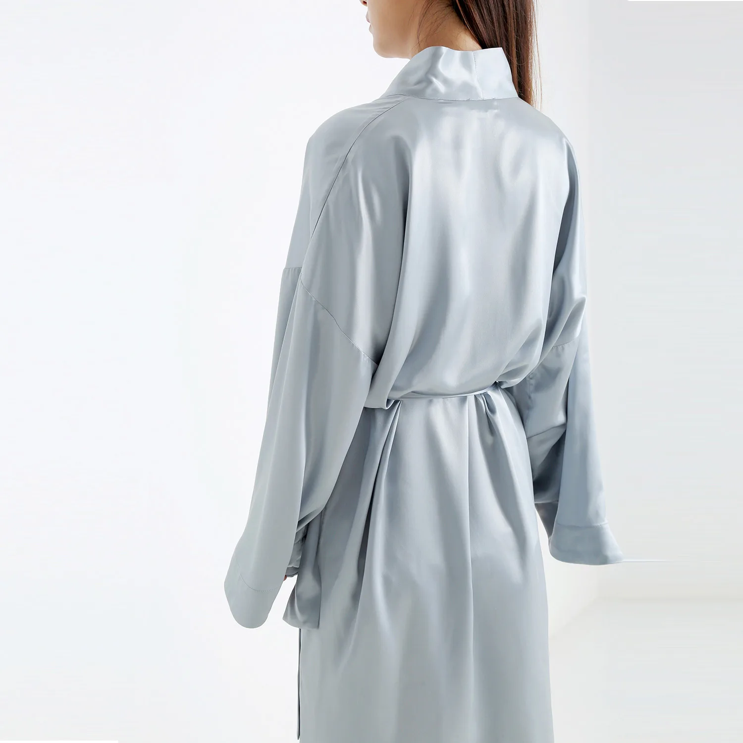 Ladies Stain silk night dress  Robe Long Pajamas Sleepwear Pajama Sets Wholesale 100% Silk Winter Clothes for Women Woven Adults