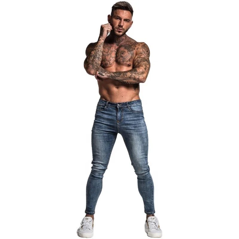 Streetwear Slim Fit Non-Ripped Mens Jeans Denim Distressed Skinny Jeans Stretch Jeans For Men pantalon cargo