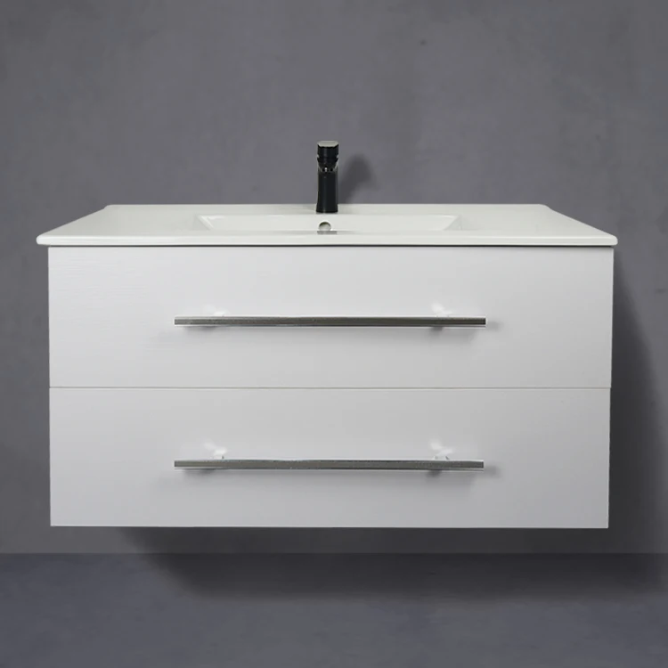 Modern Simple Creative Wall-Mounted Bathroom Vanity Mirror Cabinet Melamine Plywood with Ceramic Countertop for Hotels details