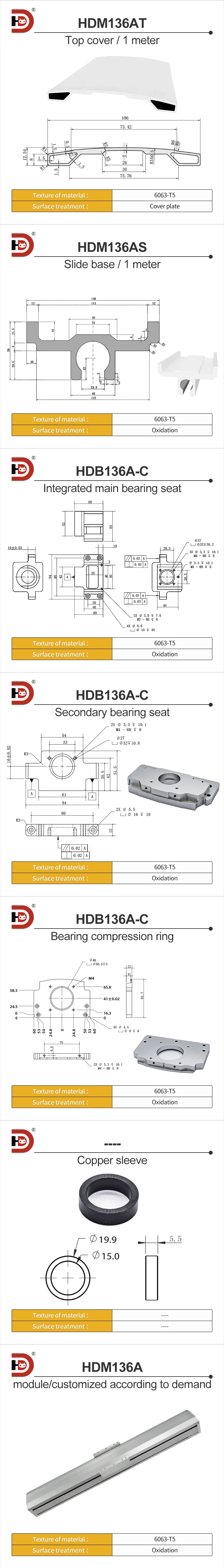 136 Wide Module Aluminum Profile Sliding Table Linear Linear Motion Platform Sliding Block Fully Enclosed Screw Mechanical Arm supplier