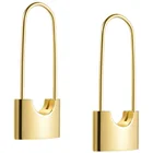 Gold Long Earrings High Quality 18K Gold Plated Stainless Steel Long Lock Earrings Fashionable Jewelry E5282