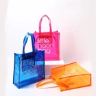 Fashion Bag New Fashion Little Neon Shiny Transparent Pvc Holographic Laser Travel Pouch Clear Handbag Bag For Ladies