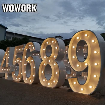 2022 WOWORK huge christmas decorations large vintage wedding letter Led Lights Bulbs Marquee Number for party supplies