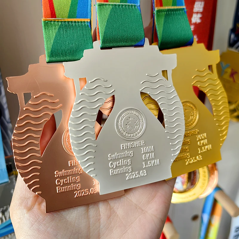 Manufacturer Custom Design Metal Sport Medal Cycling Swimming Triathlon Race Balance Bike Medal details