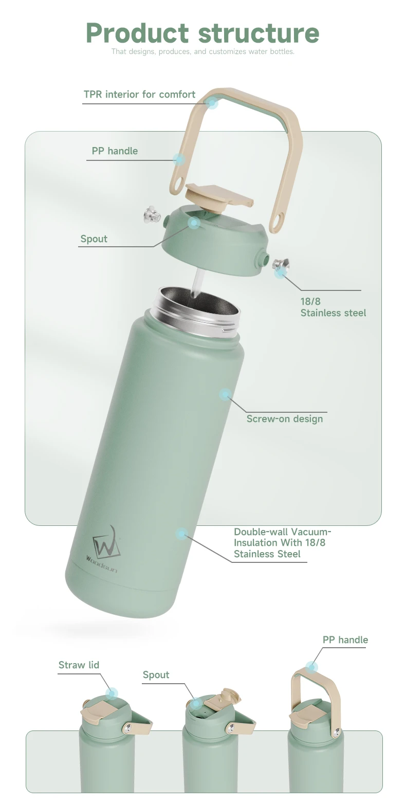 Wide Mouth Vacuum Thermal Cup Vaso Termico Stainless Steel Waterbottle Custom factory