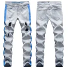 Mens Jeans Mens Fashion Ripped Printed Slim Fit Straight Jeans Pants