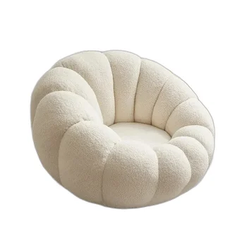 Modern Simple Lamb Wool Lazy Pumpkin Chair Light Luxury Single Sofa for Living Room Cotton Filled One Seat Option furniture sofa