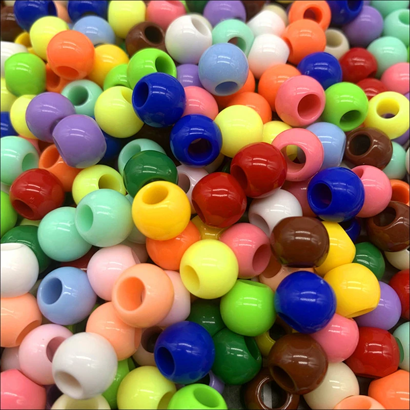 200pcs/lot Acrylic Spacer Beads Big Large Hole Beads For DIY Jewelry Making Plastic Beads