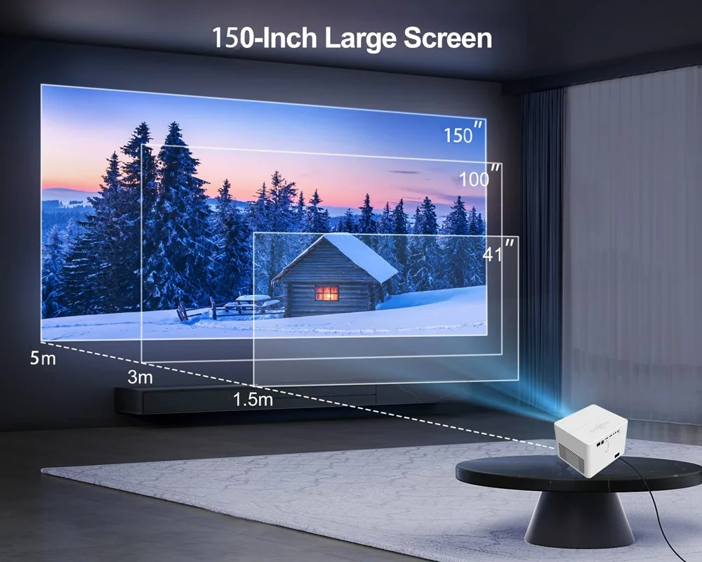 T8 Android 11 Projector 4K Dual WiFi6 500 ANSI Lumens LCD Home Theater Auto Focus Keystone 1080P Portable Projector