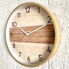Decoration Simple Round Modern Plastic Wooden Finish Wall Clock Customized Logo Vintage Home Decoration