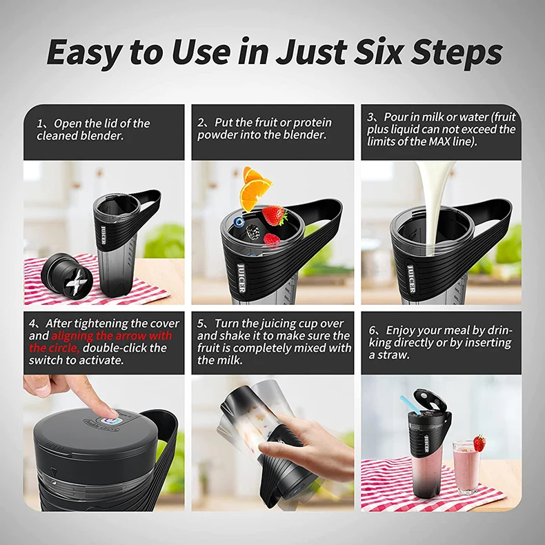 Portable Electric Fruit Juicer Handheld Smoothie Multifunction Maker Blender Stirring USB Rechargeable 3 in 1 Mini Juice Cup