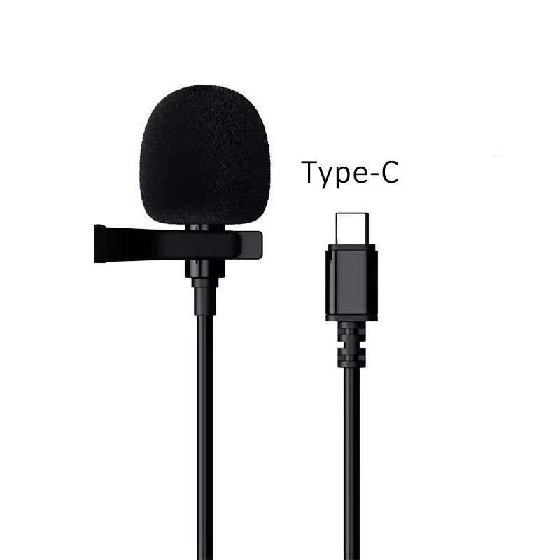 Metal Clip Type C Lapel Mic Microphone Wired Recording Lavaliere