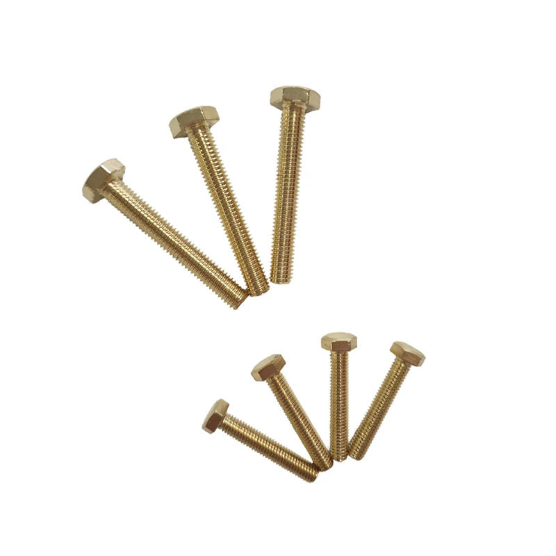 Wholesale DIN933 Full Thread Brass Long Hex Bolt DIN931 Copper Hexagon Bolt details