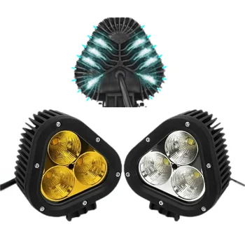 Motorcycle 4x4 12V LED Dual Color Work Light 90W LED Spotlight Floodlight Combination Triangle Light for Off-Road SUV