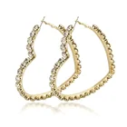 Heart Hoop Earrings Multiple Triangle Rectangle Heart Shape Rhinestone Diamond Hoop Earrings