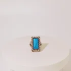 Turquoise High Quality European And American Retro Turquoise Rings Luxury Crystal Inlaid Ring For Women