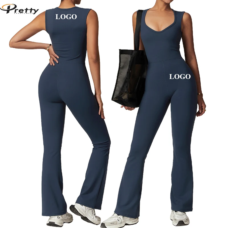 2024 New Arrivals Custom LOGO One-piece Yoga Jumpsuit  Women's Casual Fitness Suit Party Jumpsuit