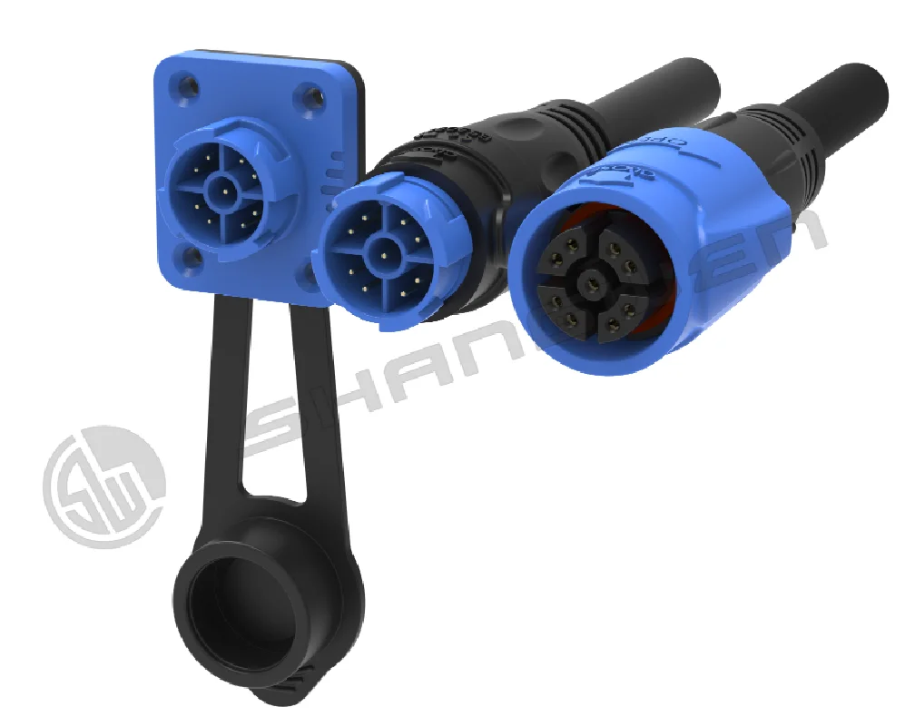 M19 Series Push-pull Self-locking Blue Connection Industrial 9 Pin Cross Female Male Plug signal Connector