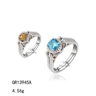 Gold Ring Ring GR13945A Grace Reversible Blue And Gold Gem Jewelry Women Gemstone Ring