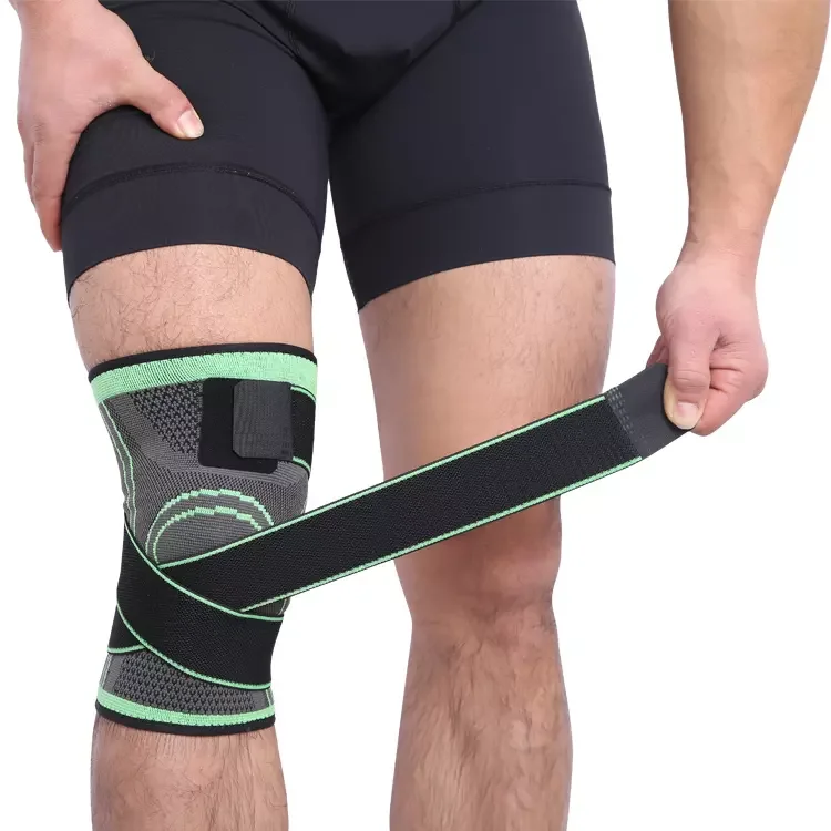 Knitted Elastic Nylon Knee Pads Knee Support Sleeve Compression Support Sleeve Compression Sports Knee Brace With Belt