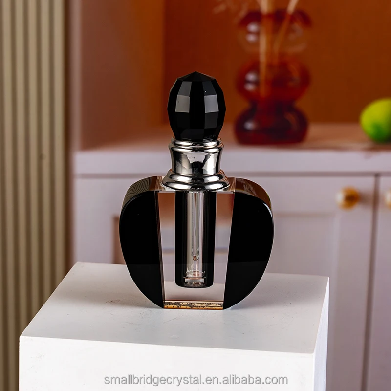 product new design black apple shaped 3ml perfume bottle fashion elegant customizable crystal perfume bottle-9