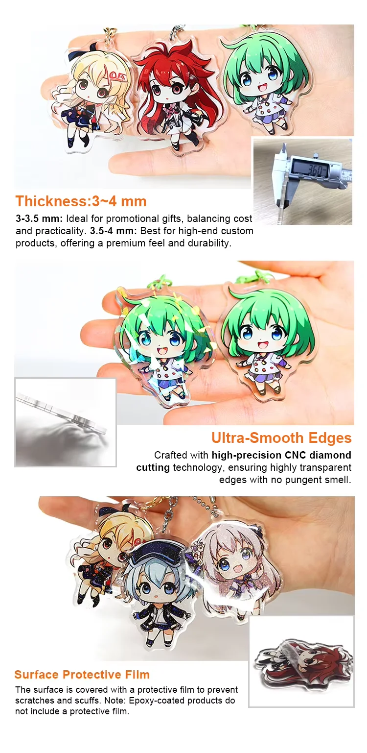 Doc Creative Double Sided Transparent Small Size Epoxy Acrylic Phone Charms Custom Anime Style for Phone details