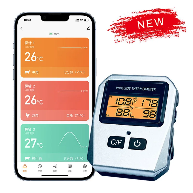 Wholesale Instant Read Wireless Digital Meat Thermometer OEM ODM Customized Metal BBQ Thermometers factory